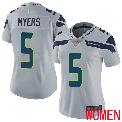 Seattle Seahawks Limited Grey Women Jason Myers Alternate Jersey NFL Football #5 Vapor Untouchable->women nfl jersey->Women Jersey